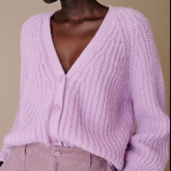 Sezane Sweaters - Sezane Basile Cardigan in Mauve Pink XXS